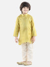 BownBee Full Sleeve Jacquard Kurta Pajama- Yellow