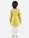 BownBee Full Sleeve Jacquard Kurta Pajama- Yellow