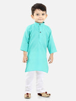 Stand Collar Cotton Kurta pajama-Sky Blue