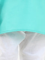 Stand Collar Cotton Kurta pajama-Sky Blue