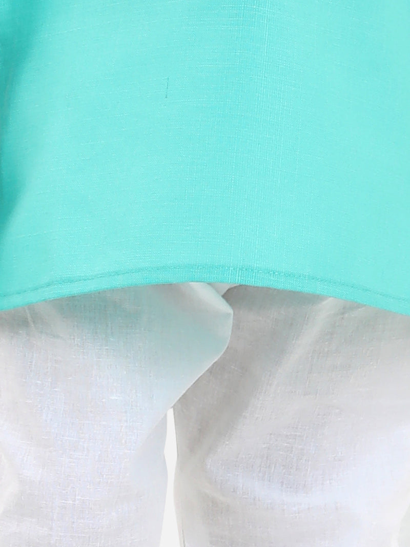 Stand Collar Cotton Kurta pajama-Sky Blue