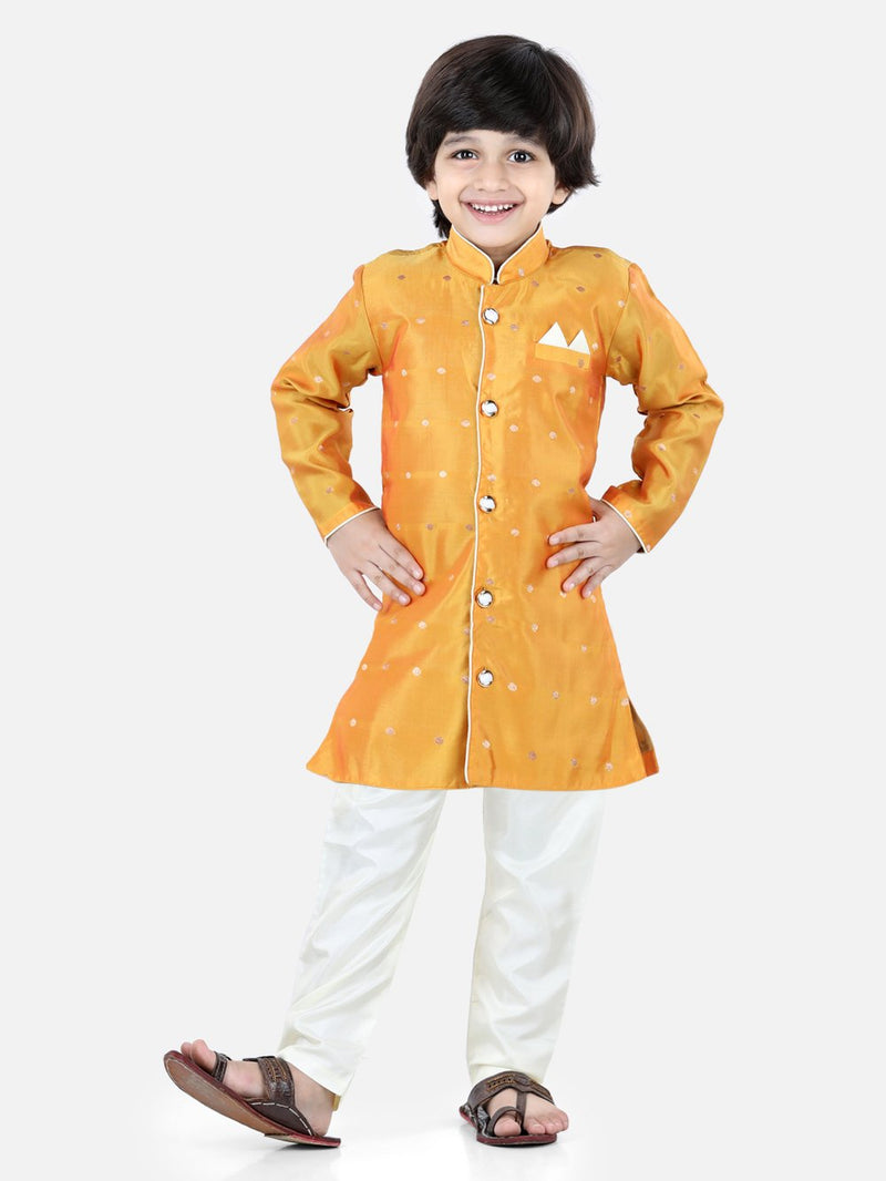 Full Sleeve Silk Sherwani for Boys- Yellow
