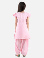 Jacquard Jacket Silk Kurti Salwar Suit for Girls- Baby Pink