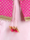 Jacquard Jacket Silk Kurti Salwar Suit for Girls- Baby Pink