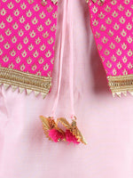 Jacquard Jacket Silk Kurti Salwar Suit for Girls- Baby Pink