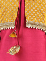 Jacquard Jacket Silk Kurti Salwar Suit for Girls- Pink
