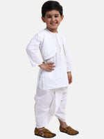 Attached Jacket Dhoti Kurta For Boys-White