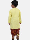 Full Sleeve Printed Dhoti Kurta For Boys-Yellow