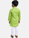 Stand Collar Cotton Kurta pajama-Green