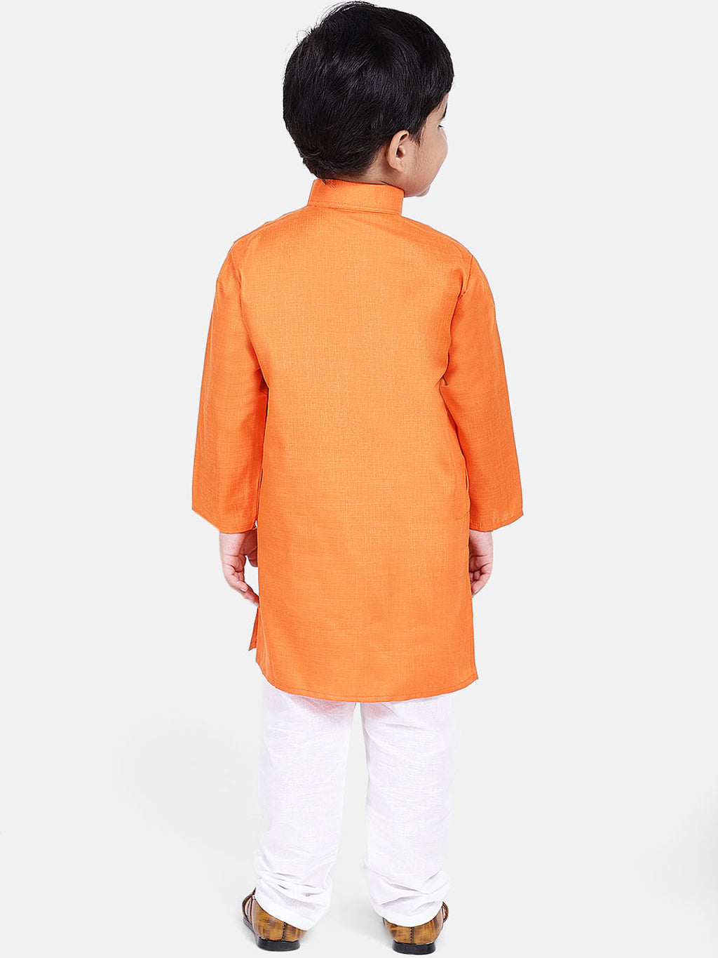 Stand Collar Cotton Kurta pajama-Orange