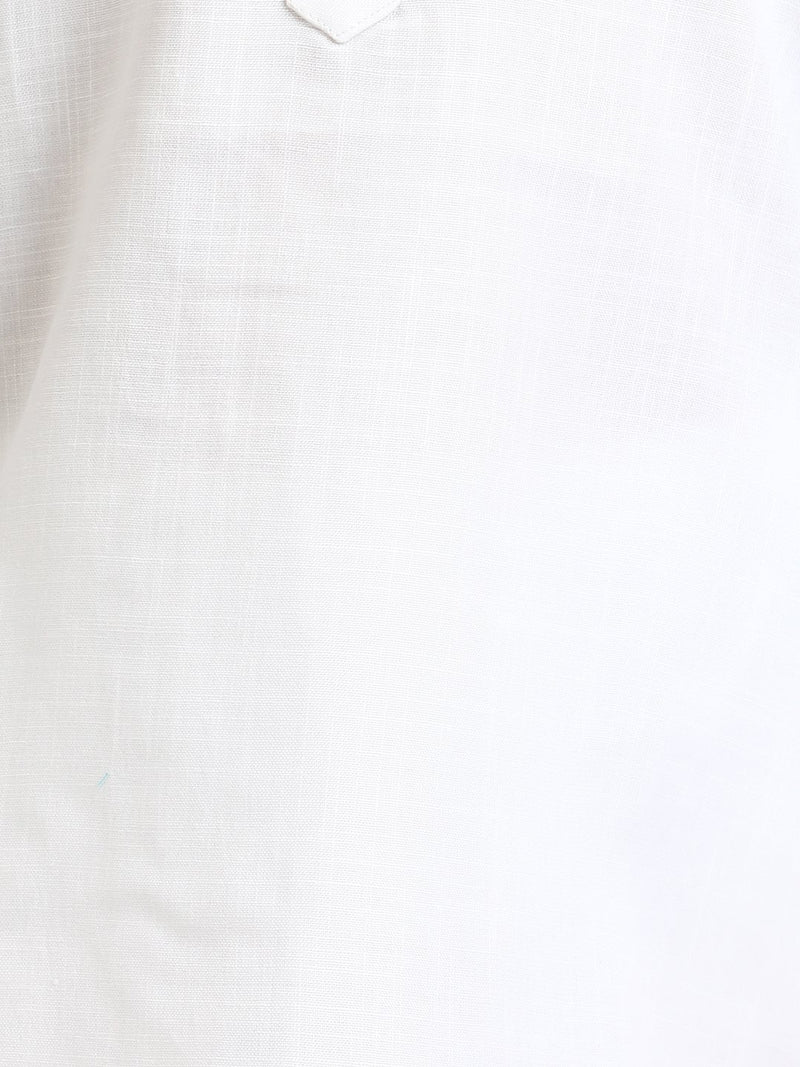 Stand Collar Cotton Kurta pajama-White