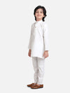 Stand Collar Cotton Kurta pajama-White