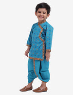 Cotton Kanhaiya Suit Dress For Baby Boy- Firozi Blue