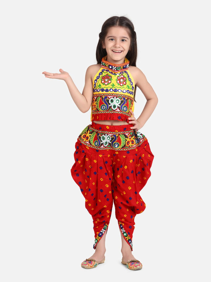 Halter Neck Choli With Dhoti-Red
