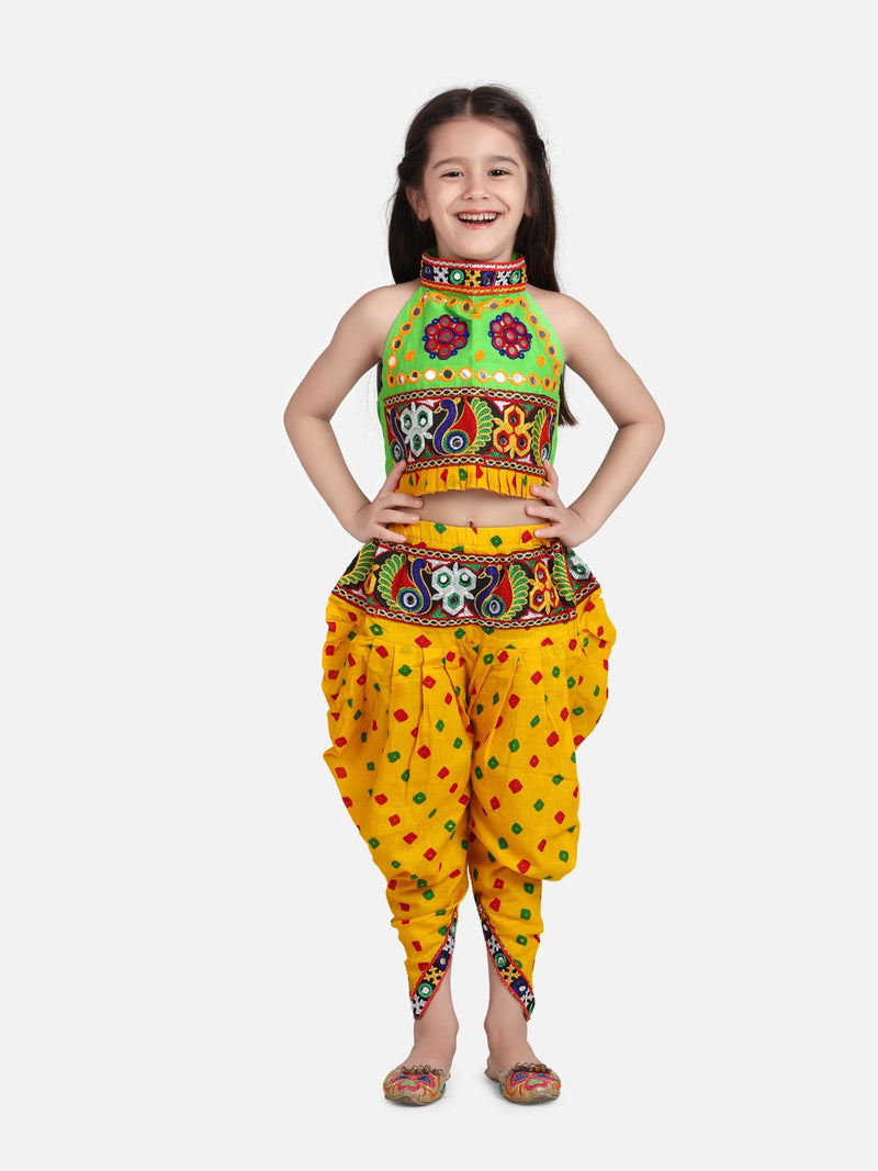 Halter Neck Choli With Dhoti-Yellow