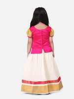 BownBee Girls Half Sleeve South Indian Pavda Pattu Lehenga