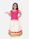 BownBee Girls Half Sleeve South Indian Pavda Pattu Lehenga