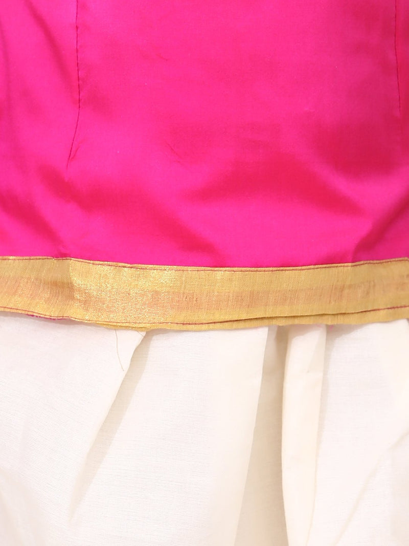 BownBee Girls Half Sleeve South Indian Pavda Pattu Lehenga