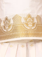 BownBee GirlsHalf Sleeve South Indian Pavda Pattu Lehenga- White