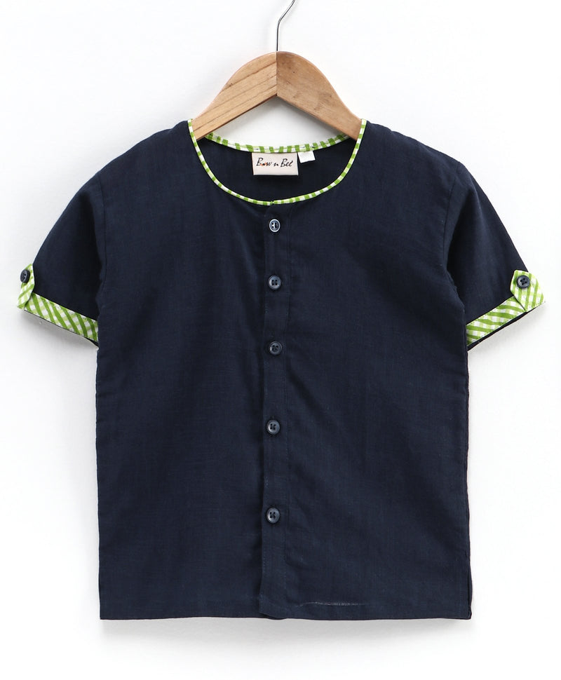 Cotton Half Sleeve Shirt For Baby Boys- Blue