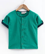 Cotton Half Sleeve Shirt For Baby Boys-Green