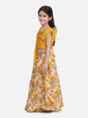 Ruffle Sleeve Collar Choli With Floral Lehenga- Yellow