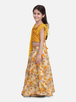 Ruffle Sleeve Collar Choli With Floral Lehenga- Yellow