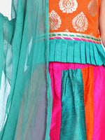 Festive Kali Lehenga With Sleeveless Choli- Orange