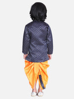 Jacquard Front Open Sherwani- Blue