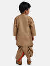 Attached Jacket Jacquard Dhoti Kurta For Baby Boys- Brown