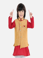 Party Waistcoat Jacket for Boys- Beige-2-11 Years