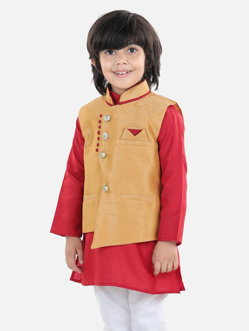 Party Waistcoat Jacket for Boys- Beige-2-11 Years