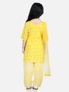 Pure Cotton Printed Kurti with Pant for Girls- Yellow