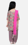 Pure Cotton Printed Kurti with Pant for Girls - Green