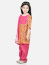 BownBee Pure Cotton Printed Kurti with Pant for Girls - Pink