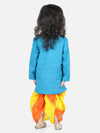 Attached Jacket Cotton Dhoti Kurta for Boys- Blue