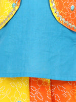 Attached Jacket Cotton Dhoti Kurta for Boys- Blue