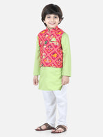 Patan Patola Jacket Kurta Pajama 3 piece set- Green