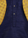 Attached Jacket Jacquard Dhoti Kurta For Baby Boys- Navy Blue